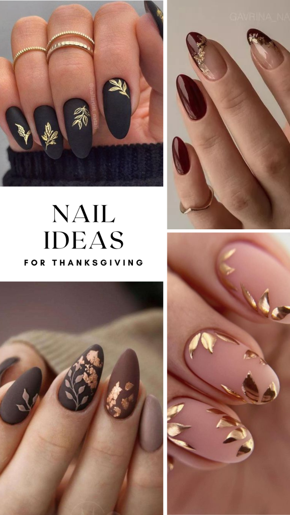 With Thanksgiving coming up fast, I've put together a list of so many amazing nail ideas for the holiday! There's lots of beautiful gold, red, and brown designs perfect for Thanksgiving. #nailart #thanksgiving #fall #holiday #seasonal #nails