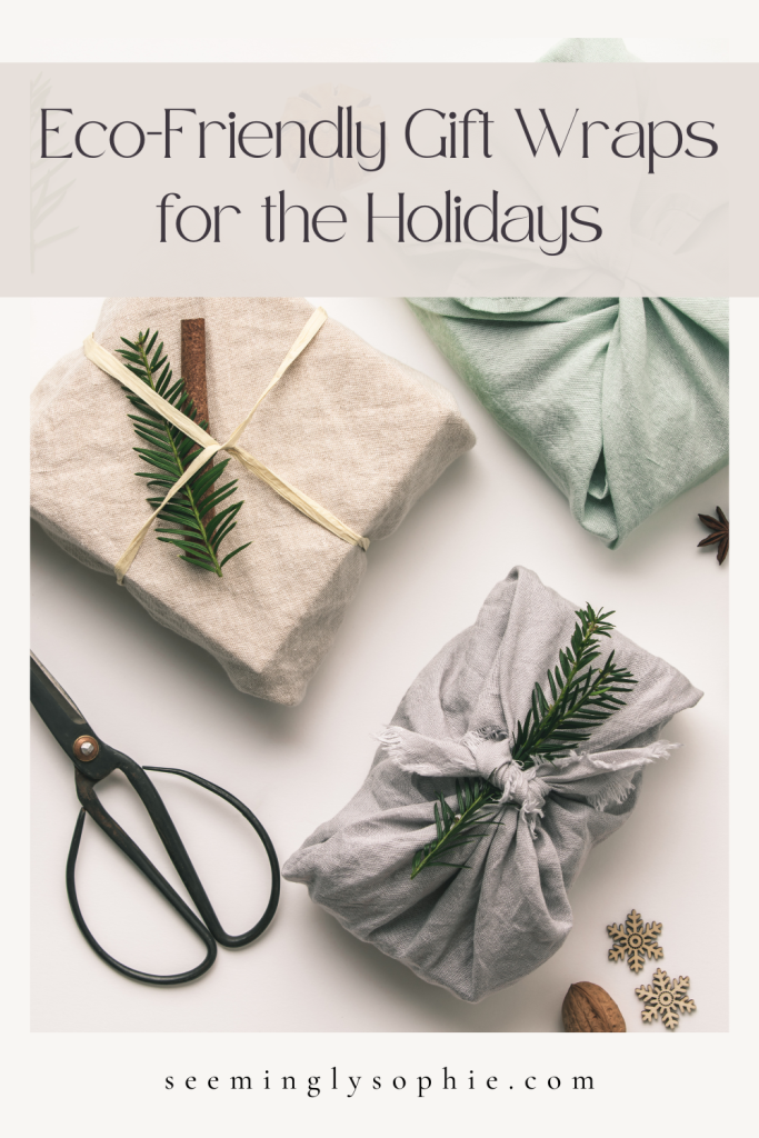 It's never been easier to find more eco-friendly options for wrapping gifts during the holidays. Traditional wrapping paper is usually not recyclable, and is not made with sustainable practices. This post has 7 amazing ideas for wrapping gifts more sustainably. #holidays #gifts #ecofriendly #wrapping
